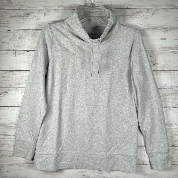 L.L.Bean Ultrasoft Sweats Funnelneck Pullover Gray Heather Cotton Sweatshirt S - Picture 1 of 6
